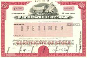 Pacific Power and Light Co - Specimen - Stock Certificate
